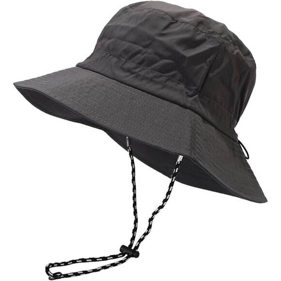 Accessories - Unisex Dark Grey Wide Brim Water-resistant With Chin Strap Classic Bucket Hat